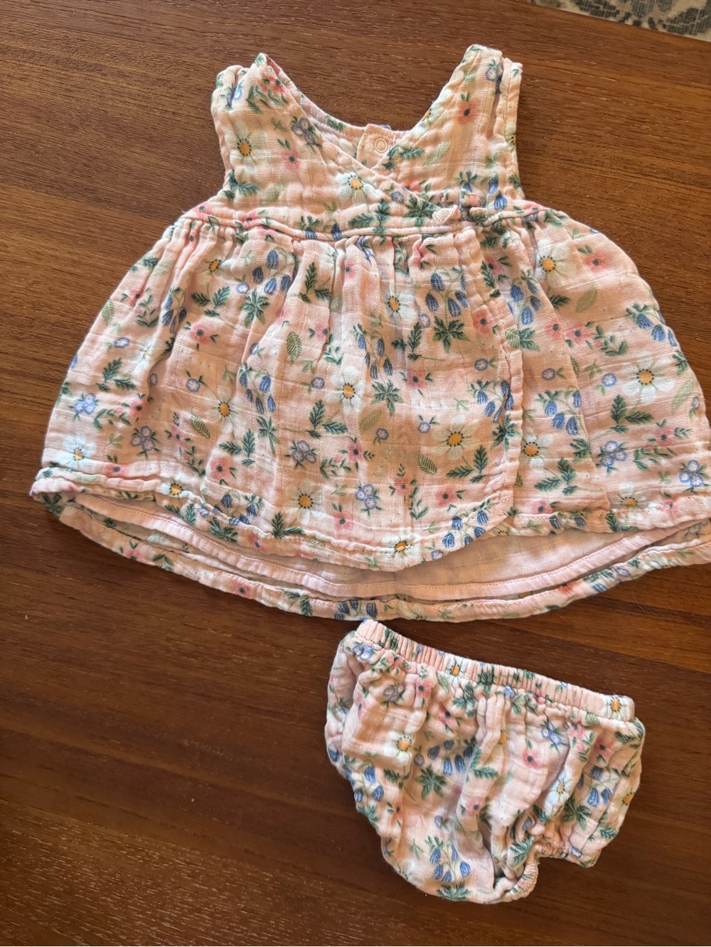 Angel Dear Pink Floral Muslin Dress with Matching Bloomers